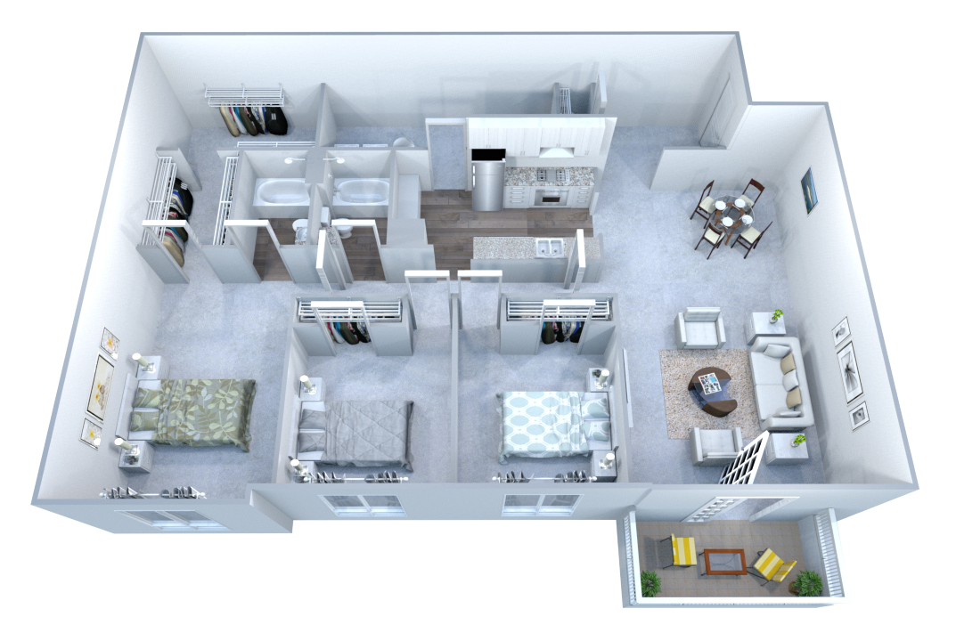 Floor plan for 3 beds, 2 baths, 1562 sqft